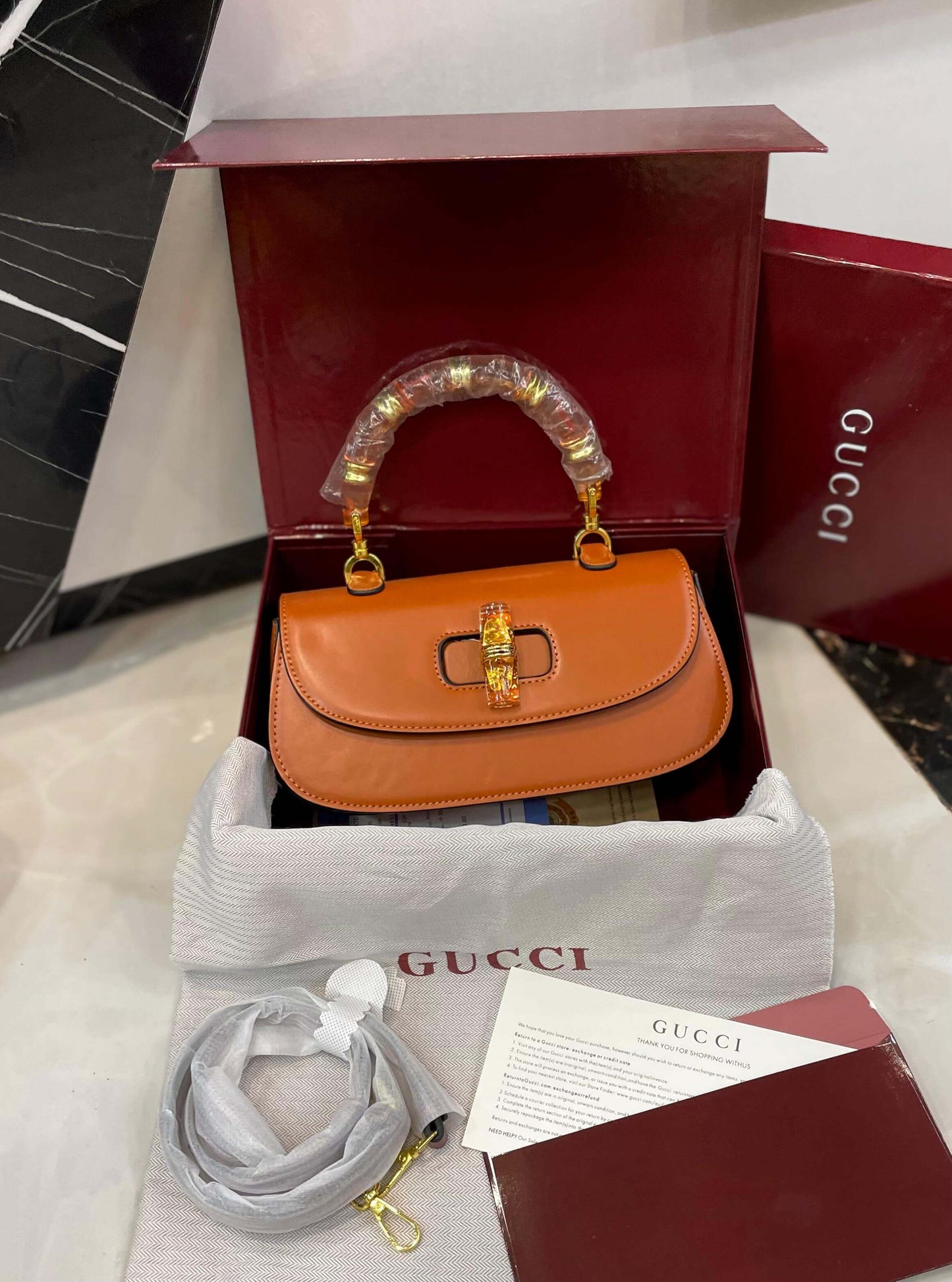 G-U-C-C-I Bamboo 1947 Crossbody Women Bag – Premium Edition (Mustard)