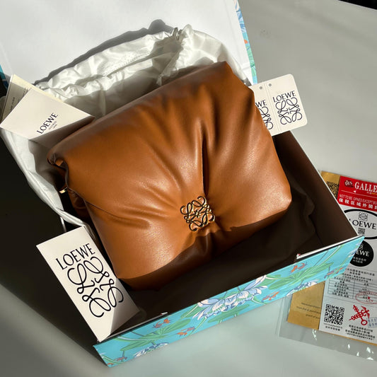 L-O-E-W-E Goya Puffer Shoulder Women Bag – Luxury Edition (Brown)