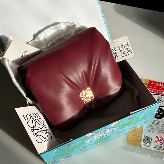 L-O-E-W-E Goya Puffer Shoulder Women Bag – Luxury Edition (Maroon)