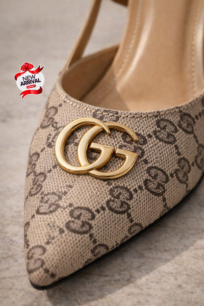 G-U-C-C-I Heels – Luxury Women Footwear (Beige)