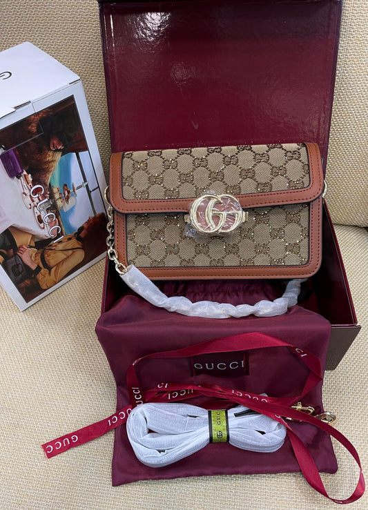G-U-C-C-I Marmont Shoulder Women Bag – Signature Luxe Edition (Brown)