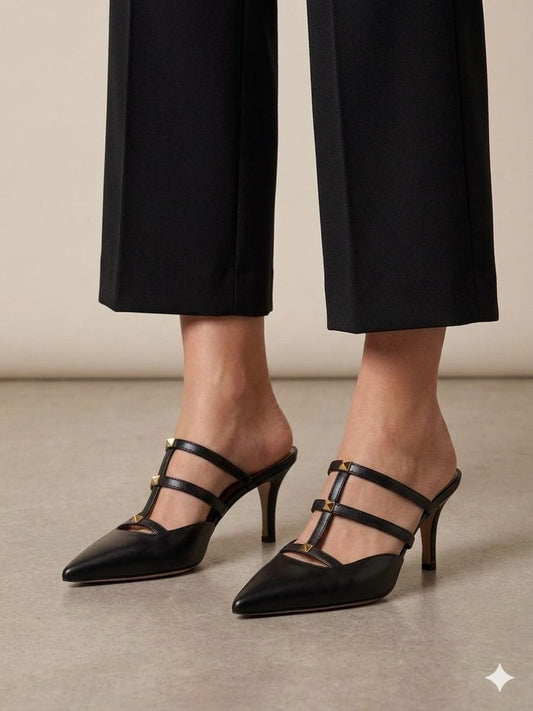 V-A-L-E-N-T-I-N-O Dual Tone Heels – Statement Women Footwear (Black)