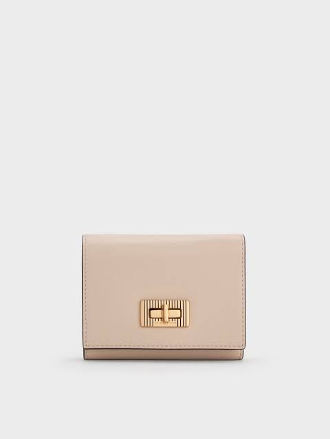 C-H-A-R-L-E-S & K-E-I-T-H Edna Turn-Lock Wallet – Knotted Strap Women Bag (Cream)