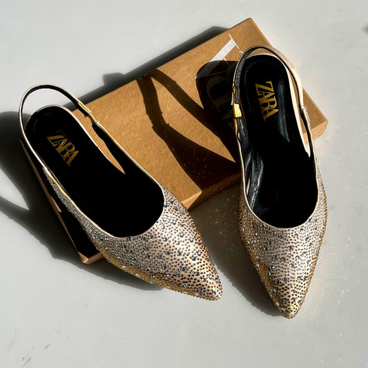 Z-A-R-A Everyday Flat Slippers – Comfort Ease Women Footwear (Gold)