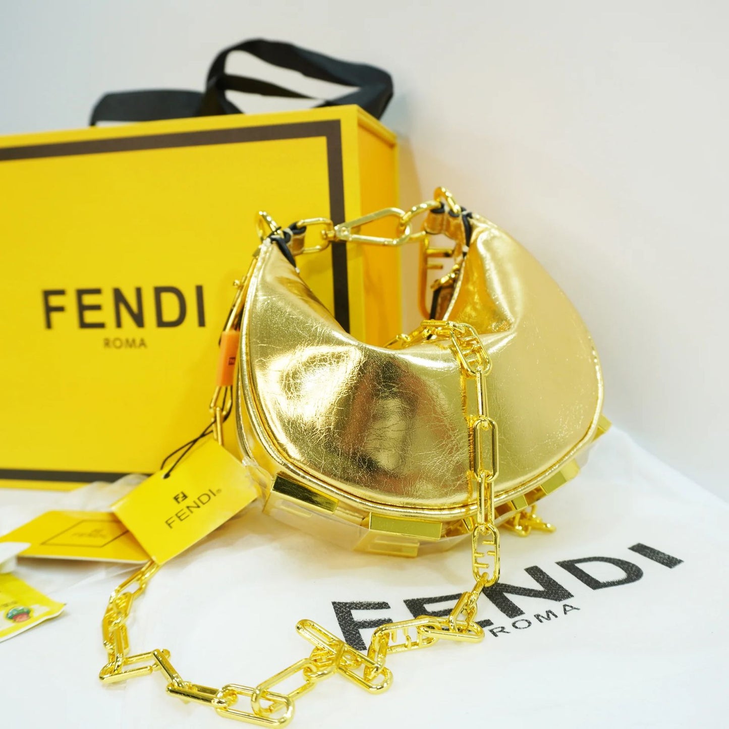 F-E-N-D-I Fendigraphy Hobo Women Bag – Statement Curve Edition (Gold)