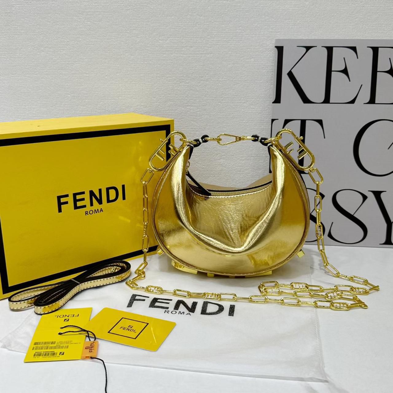 F-E-N-D-I Fendigraphy Hobo Women Bag – Statement Curve Edition (Gold)