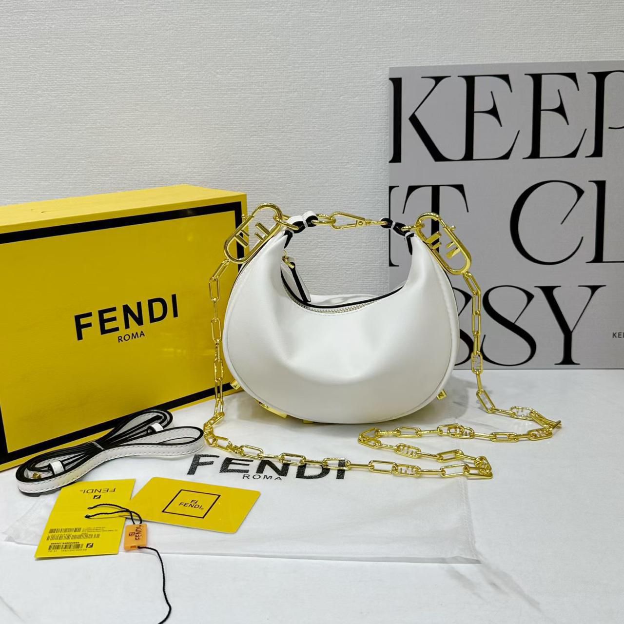 F-E-N-D-I Fendigraphy Hobo Women Bag – Statement Curve Edition (White)