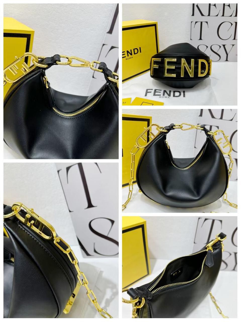 F-E-N-D-I Fendigraphy Hobo Women Bag – Statement Curve Edition (Black)