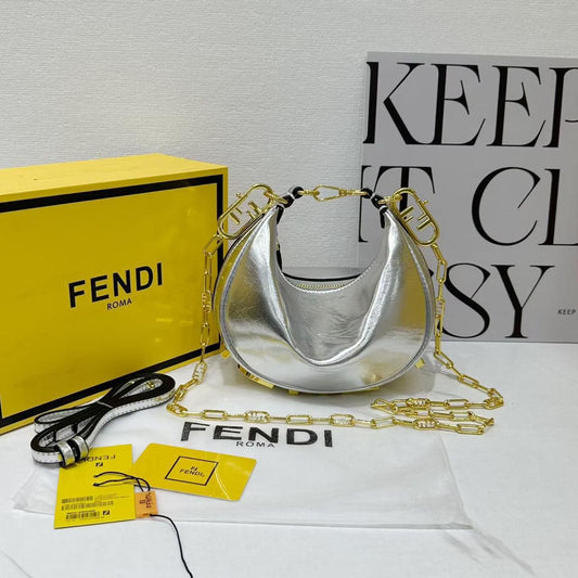 F-E-N-D-I Fendigraphy Hobo Women Bag – Statement Curve Edition (Silver)