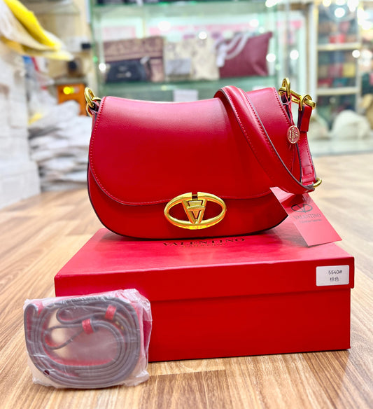 V-A-L-E-N-T-I-N-O G-A-R-A-V-A-N-I ‘OHVAL’ Small Shoulder Women Bag – Signature Curve Edition (Red)