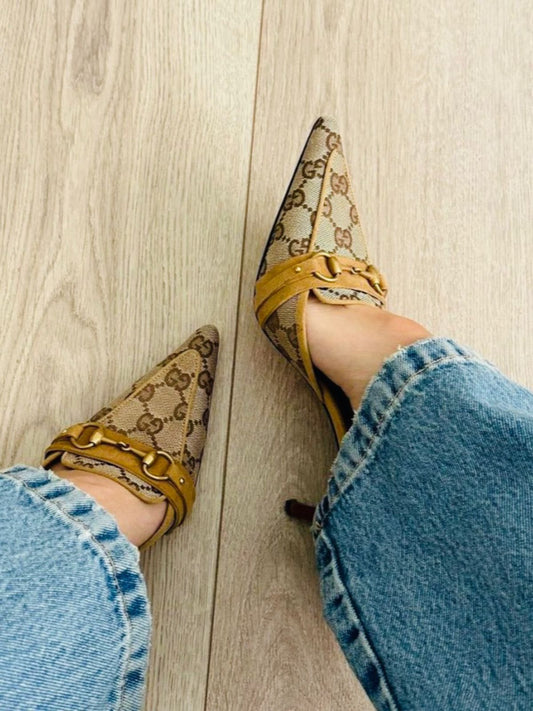 G-U-C-C-I Vintage Horsebit Pointed Heels – Heritage Edge Women Footwear (Brown)