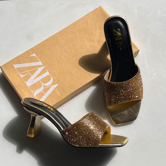 Z-A-R-A Classic Heels – Everyday Elevation Women Footwear (Gold)
