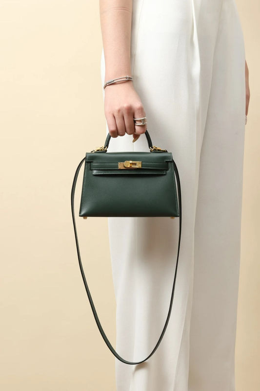 H-E-R-M-È-S Kelly 20 Mini Sellier – Petite Icon Women Bag (Green)