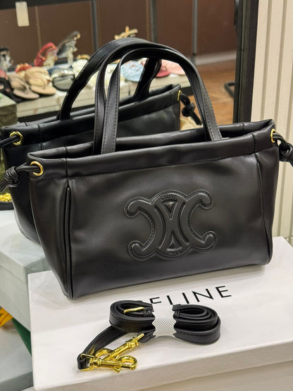 C-E-L-I-N-E Small Cabas Drawstring – Triomphe Carry Women Bag (Black)