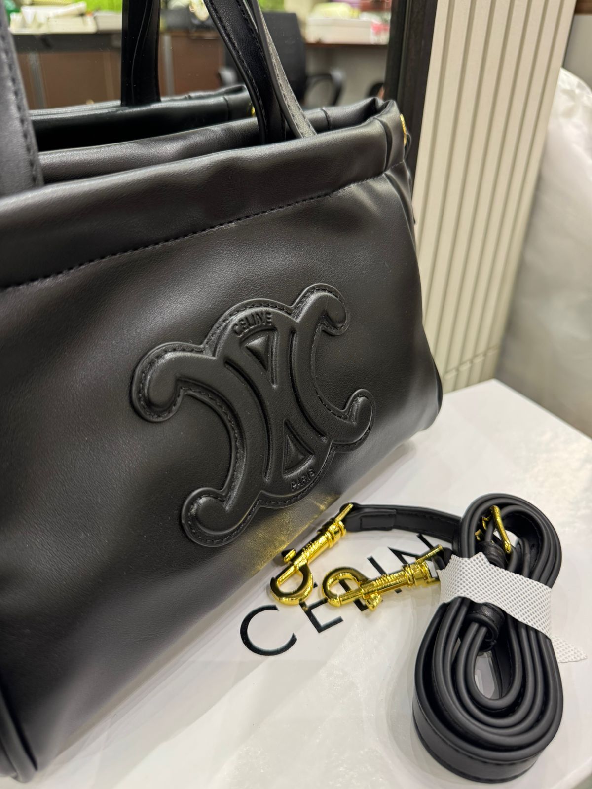 C-E-L-I-N-E Small Cabas Drawstring – Triomphe Carry Women Bag (Black)