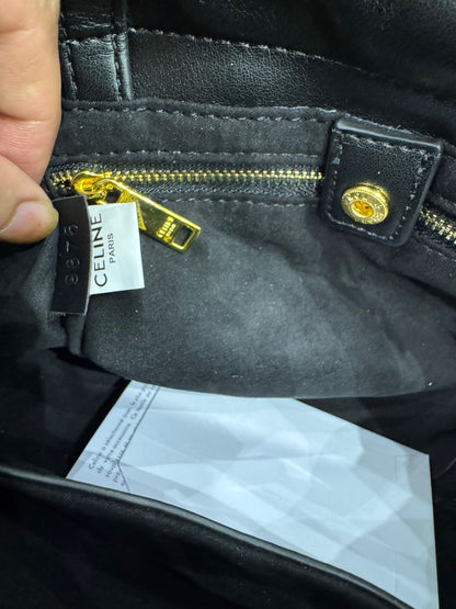 C-E-L-I-N-E Small Cabas Drawstring – Triomphe Carry Women Bag (Black)