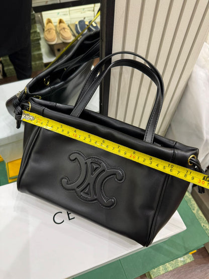 C-E-L-I-N-E Small Cabas Drawstring – Triomphe Carry Women Bag (Black)
