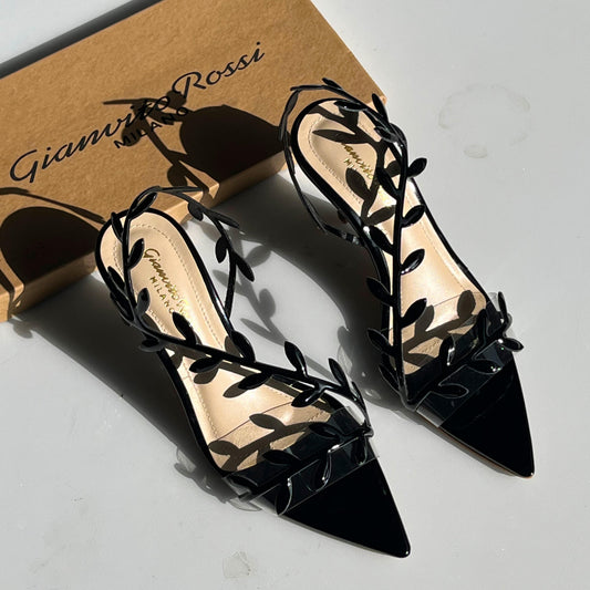 G-I-A-N-V-I-T-O R-O-S-S-I Pointed Heels – Sleek Elegance Women Footwear (Black)