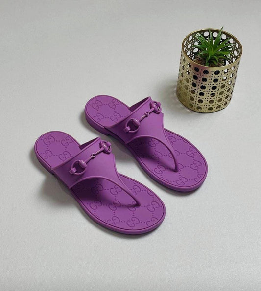 G-U-C-C-I Minorca Thong Flats – Premium Jelly Sole Women Footwear (Purple)
