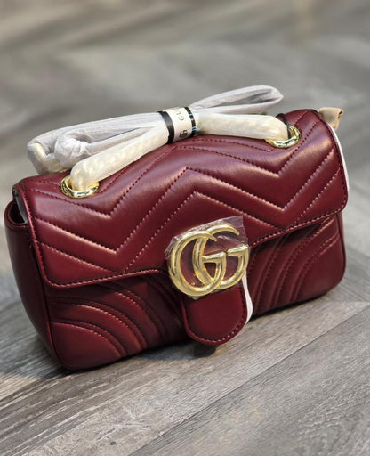 G-U-C-C-I Marmont 2.0 Quilted – Essential Luxe Women Bag (Maroon)