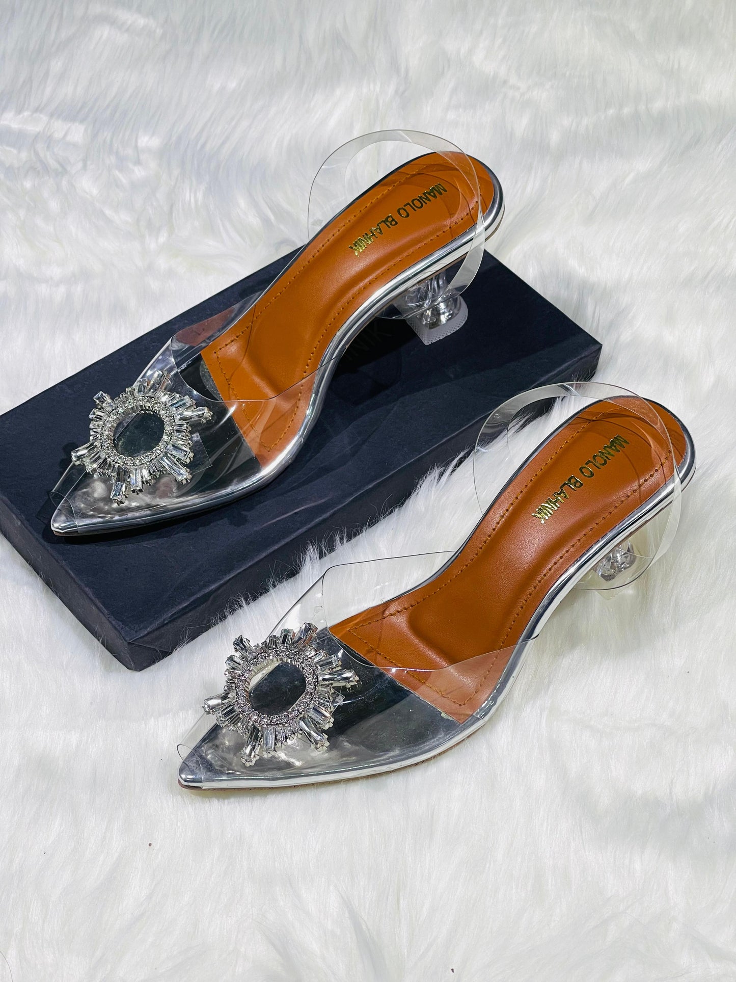 MANOLO BLAHNIK-Inspired Heels – Premium Women Footwear with Brand Box(Silver)