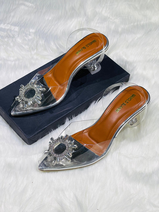 MANOLO BLAHNIK-Inspired Heels – Premium Women Footwear with Brand Box(Silver)