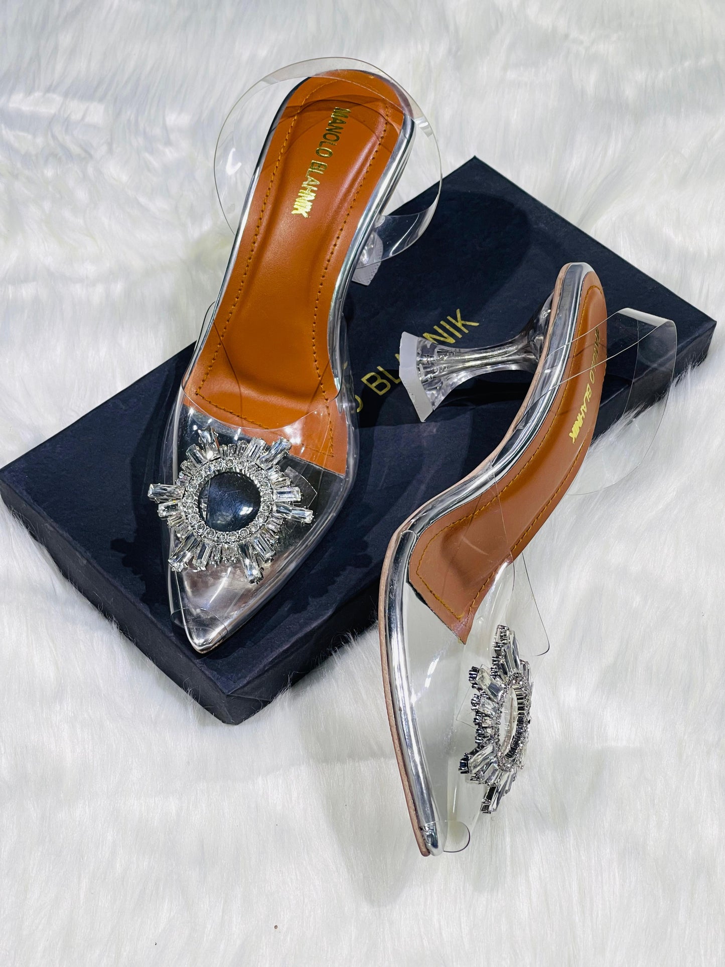MANOLO BLAHNIK-Inspired Heels – Premium Women Footwear with Brand Box(Silver)