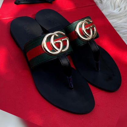 GUCCI-Inspired Flat Slippers – Premium Women Footwear with Brand Box(Black)