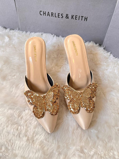 CHARLES & KEITH – Elegant Heels with Brand Box (Gold)