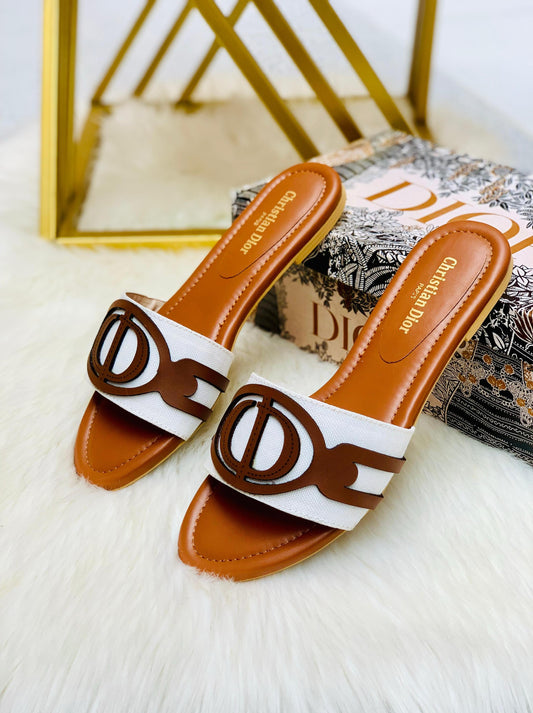 Christian Dior Slippers (Brown/White)