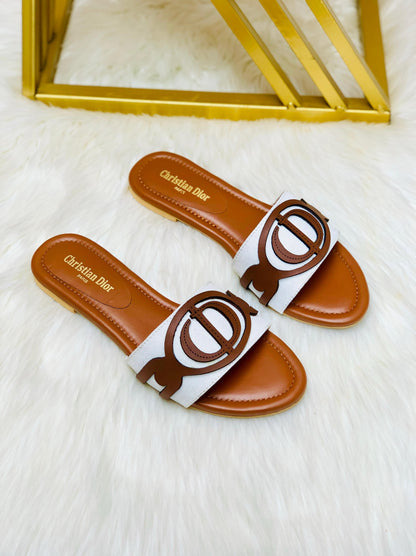 Christian Dior Slippers (Brown/White)