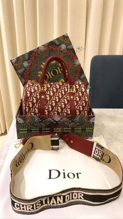 Dior Brand Duffle Women Bag – Premium Quality with Box & Dust Bag (Red)