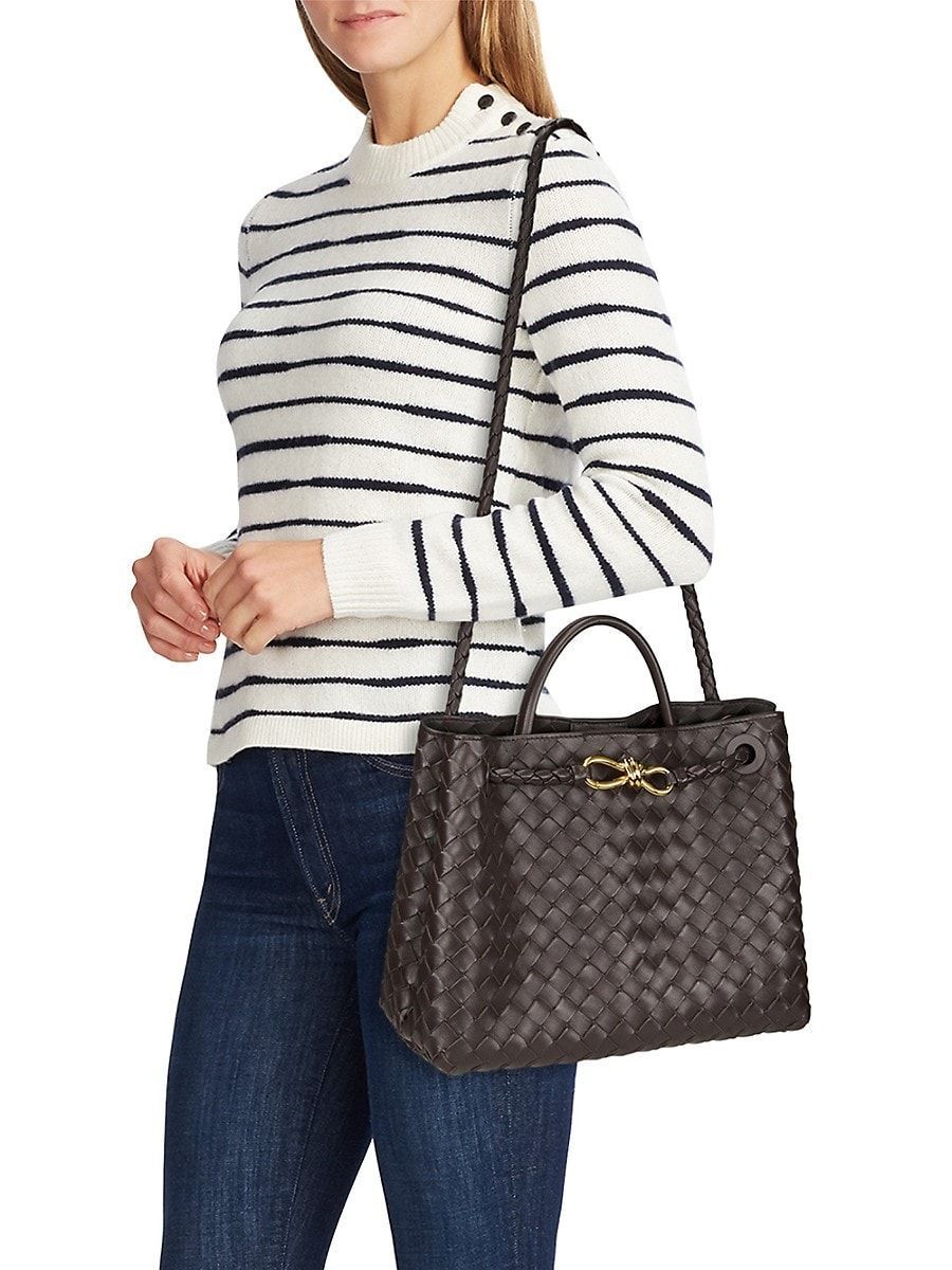 Bottega Veneta Andiamo Women Bag – Intrecciato Leather Top Handle & Crossbody(Black)