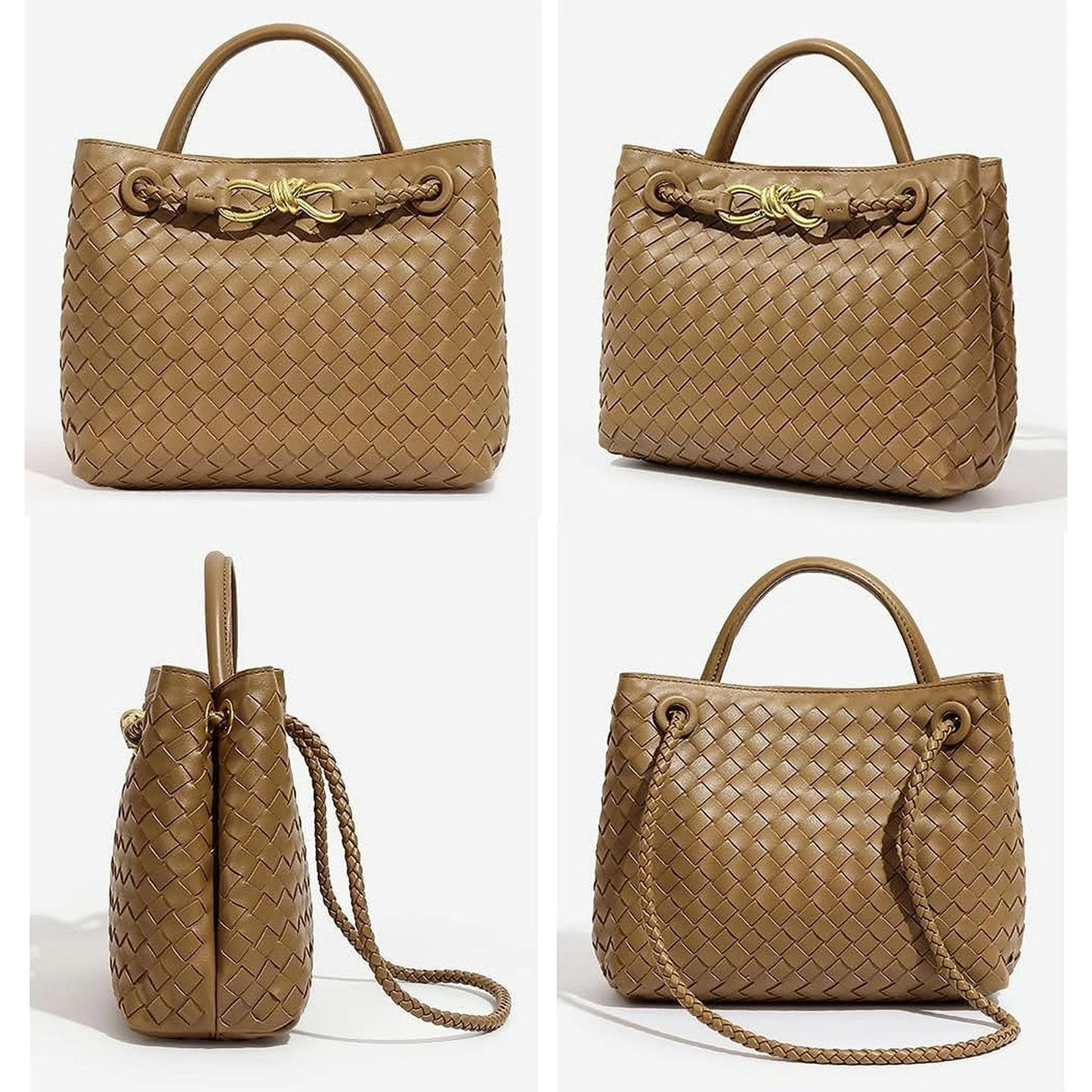 Bottega Veneta Andiamo Women Bag – Intrecciato Leather Top Handle & Crossbody(Brown)