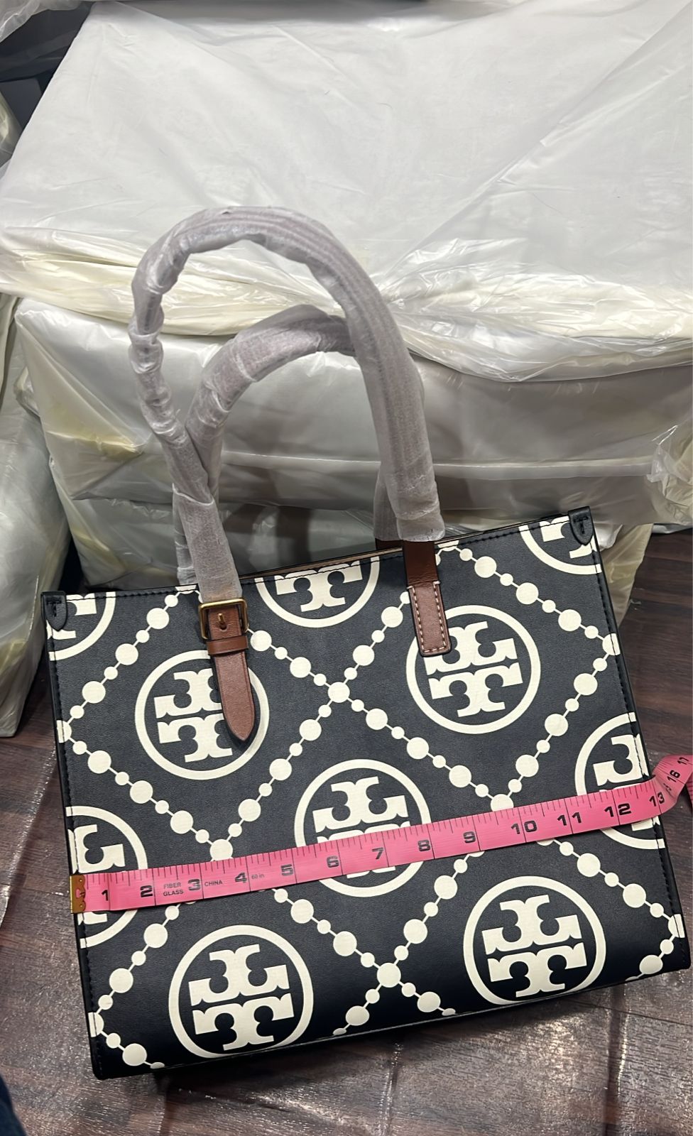 TORY BURCH Small T Monogram Tote – Women Bag (Leather) (White)