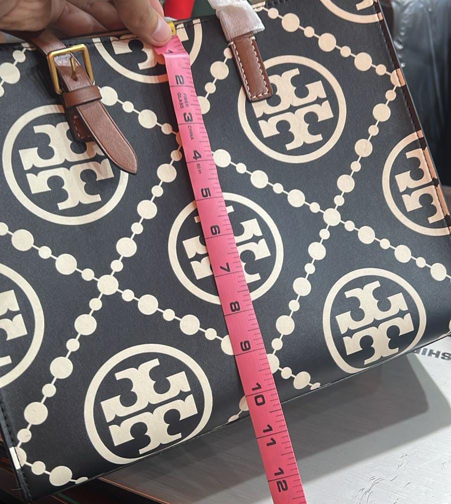 TORY BURCH Small T Monogram Tote – Women Bag (Leather) (White)