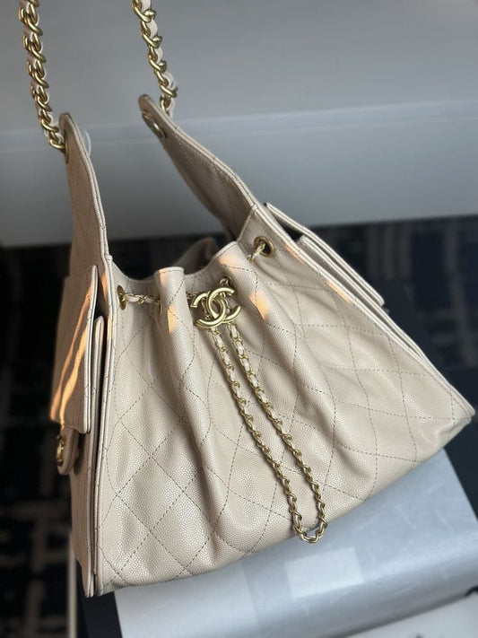 C-H-A-N-E-L 25 Hobo Women Bag – Effortless Chic Edition (Cream)