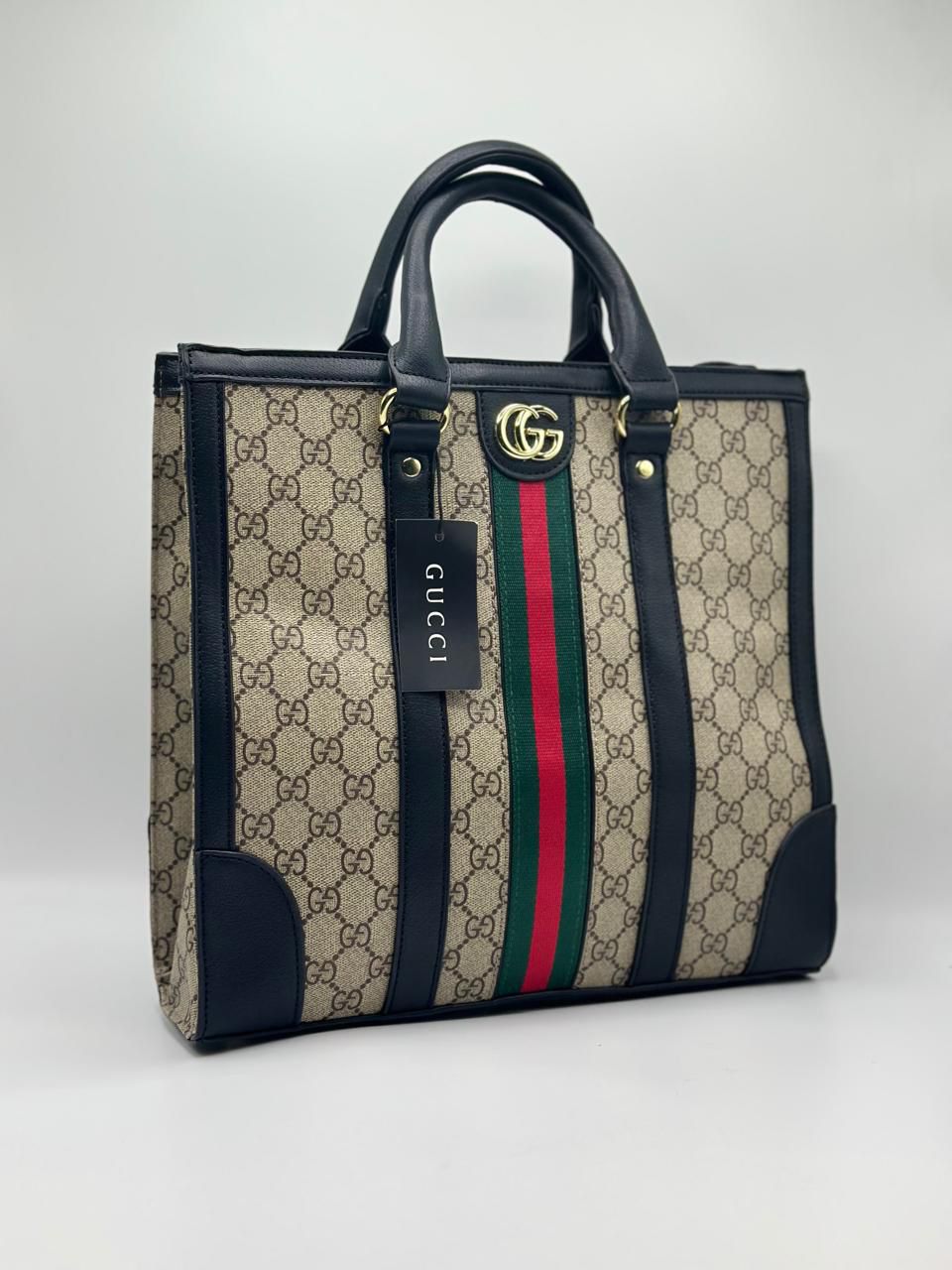 G-U-C-C-I Tote Women Bag – Classic Everyday Edition (Black/Brown)