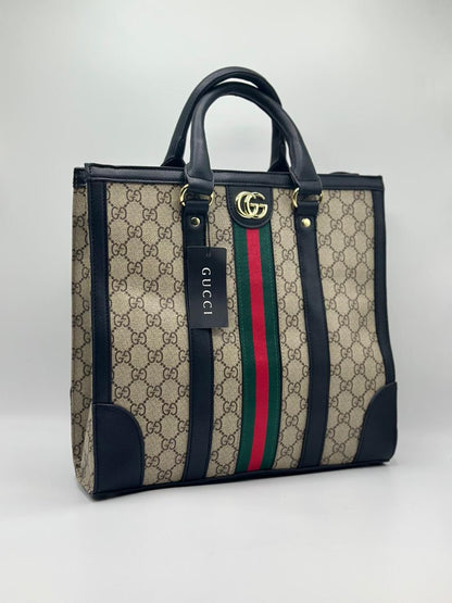 G-U-C-C-I Tote Women Bag – Classic Everyday Edition (Black/Brown)