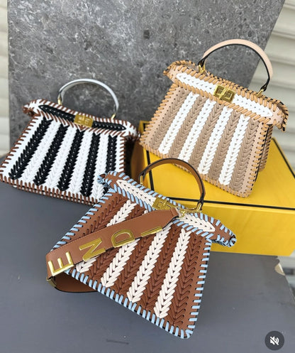 FENDI ICONIC PEEKABOO ISEEU LEATHER – Women Bag (Black White)