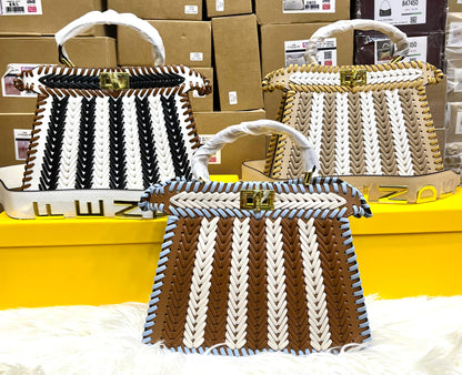 FENDI ICONIC PEEKABOO ISEEU LEATHER – Women Bag (Black White)