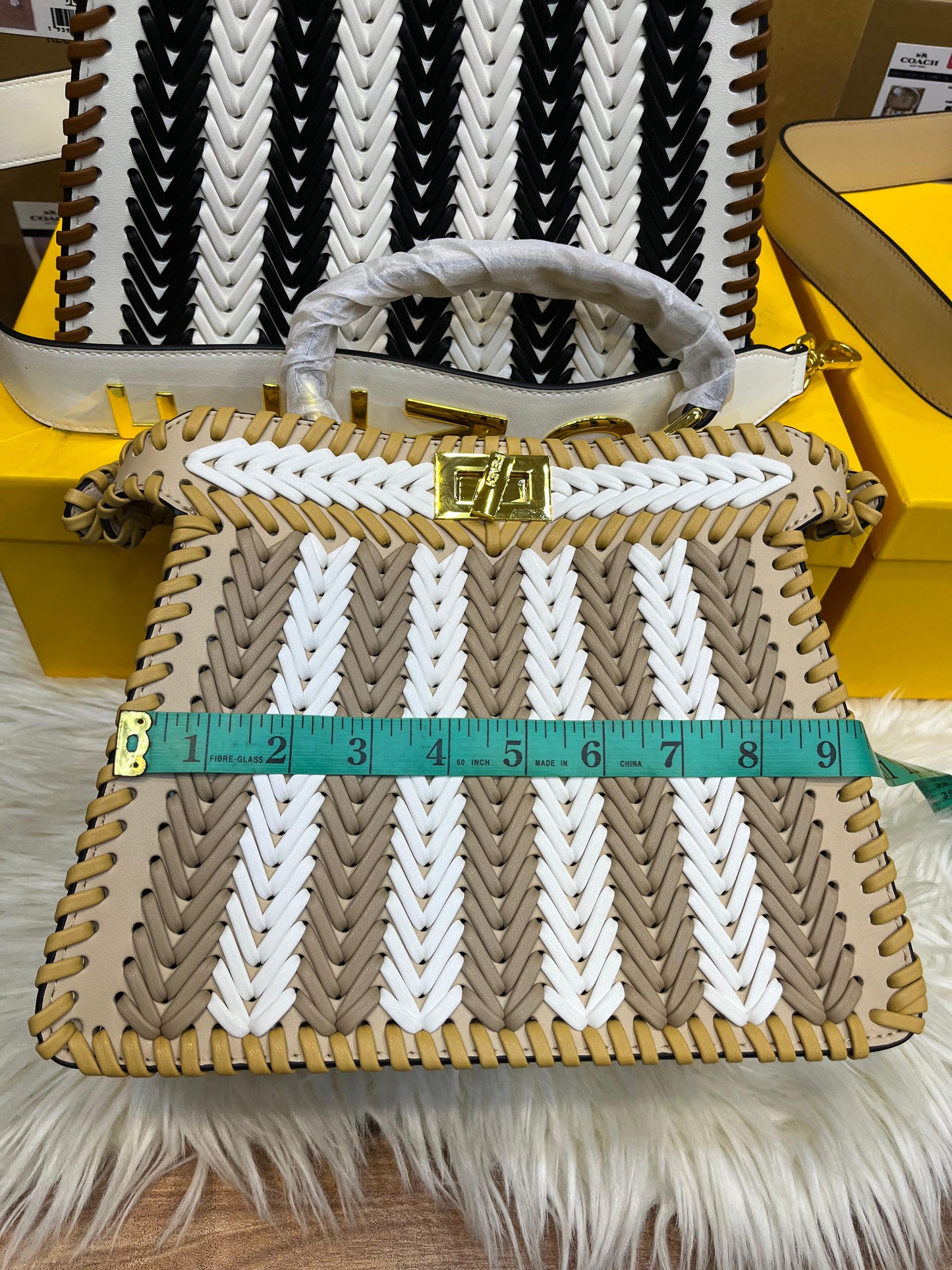 FENDI ICONIC PEEKABOO ISEEU LEATHER – Women Bag (Black White)