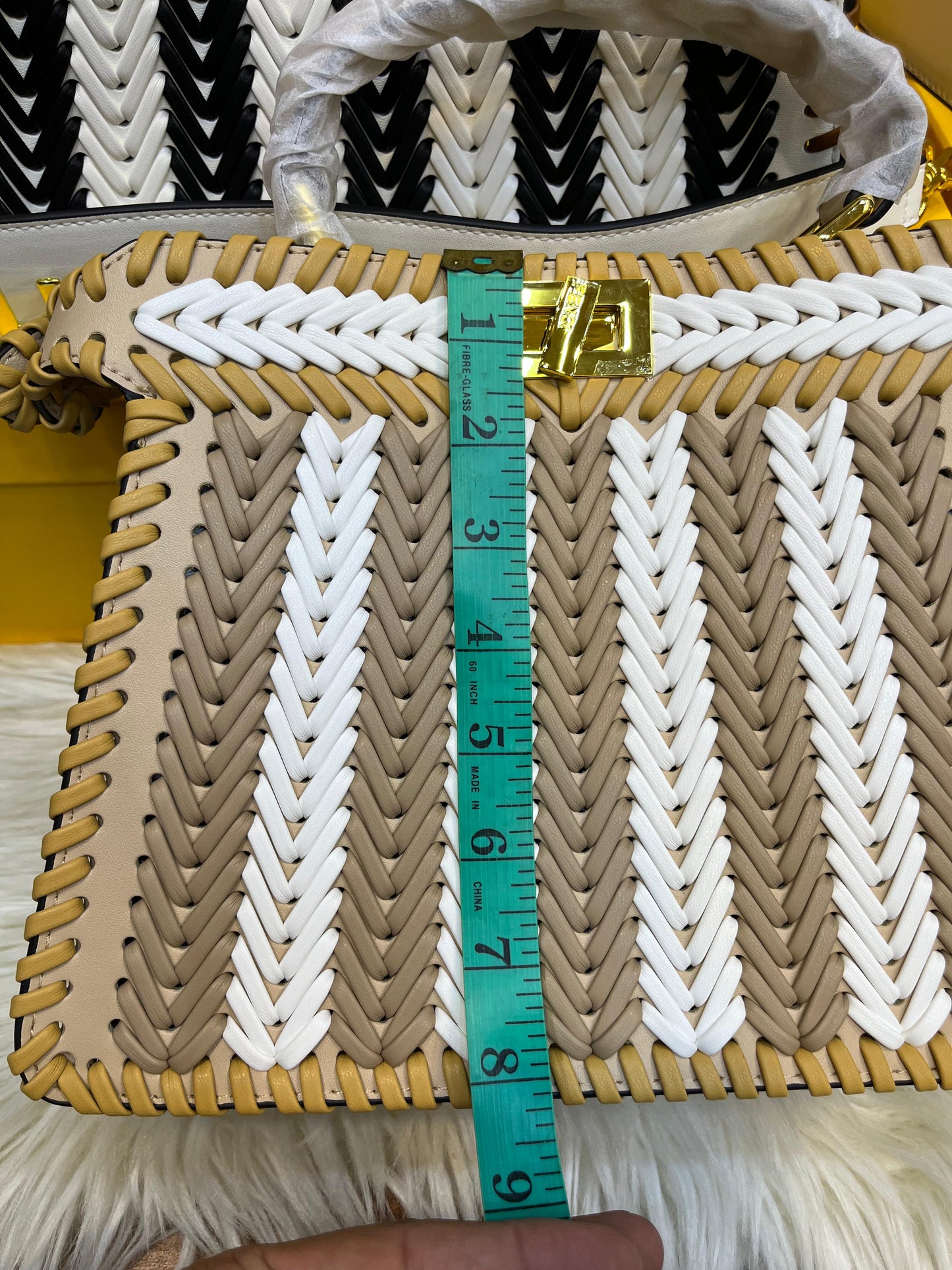 FENDI ICONIC PEEKABOO ISEEU LEATHER – Women Bag (Black White)