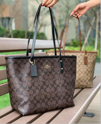 C-O-A-C-H CITY TOTE BAG IN SIGNATURE CANVAS – Women Bag (Brown)