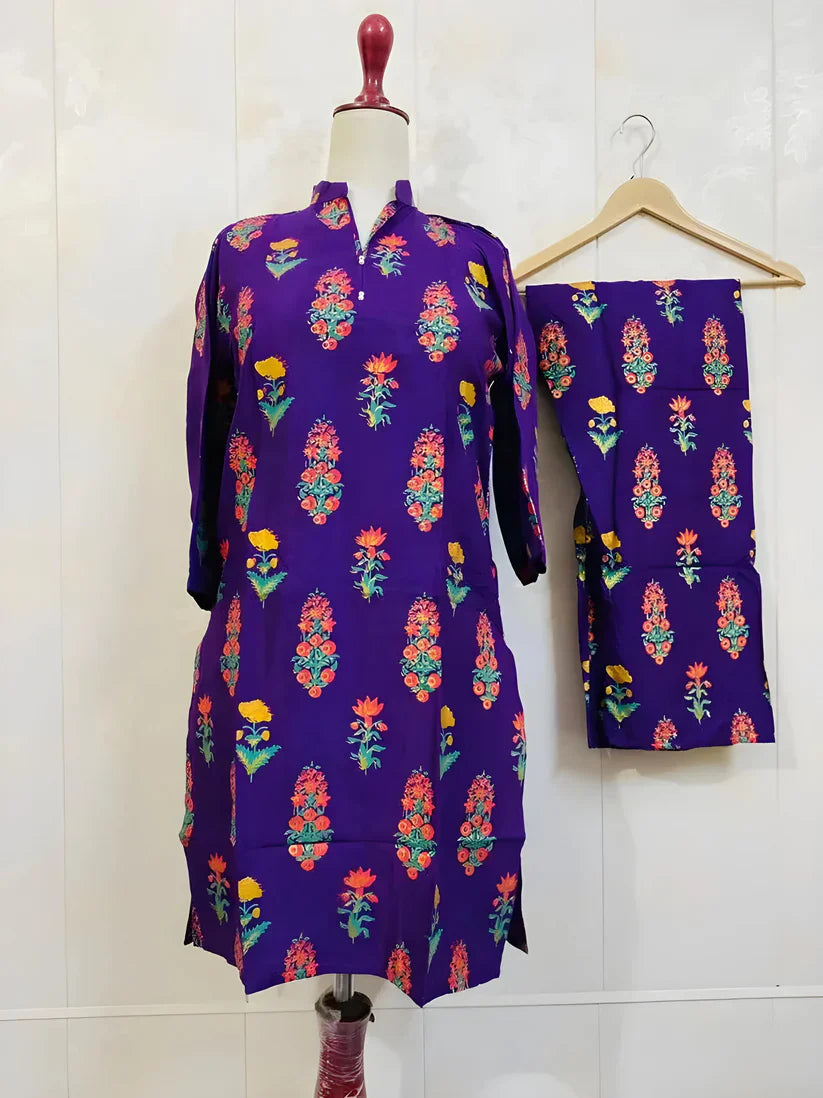 Rangrasiya Floral Print 2Pcs Stitched (Purple)