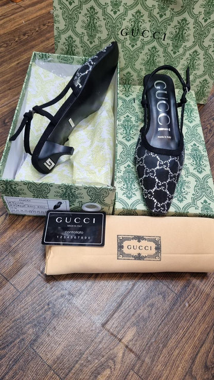 GUCCI WOMEN’S SLINGBACK PUMPS – Women Heels (Black)