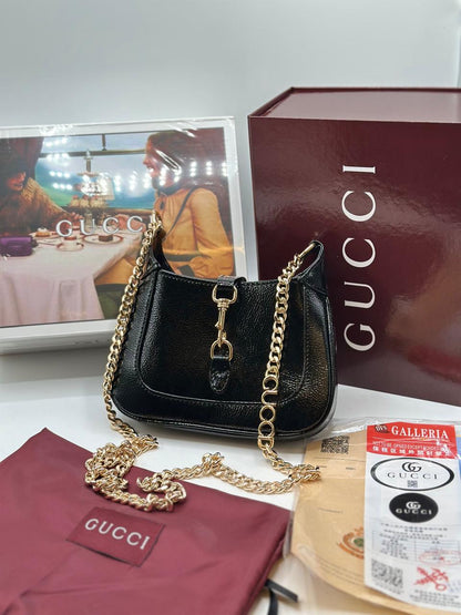 G-U-C-C-I Jackie Notte Mini Women Bag | With Double Brand Box & Dust Bag (Black)