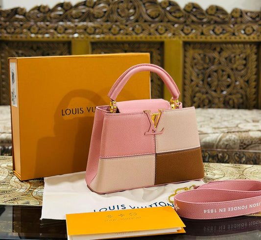 Louis Vuitton Capucines Women Bag - Premium Quality with Brand Box (Pink/Brown)