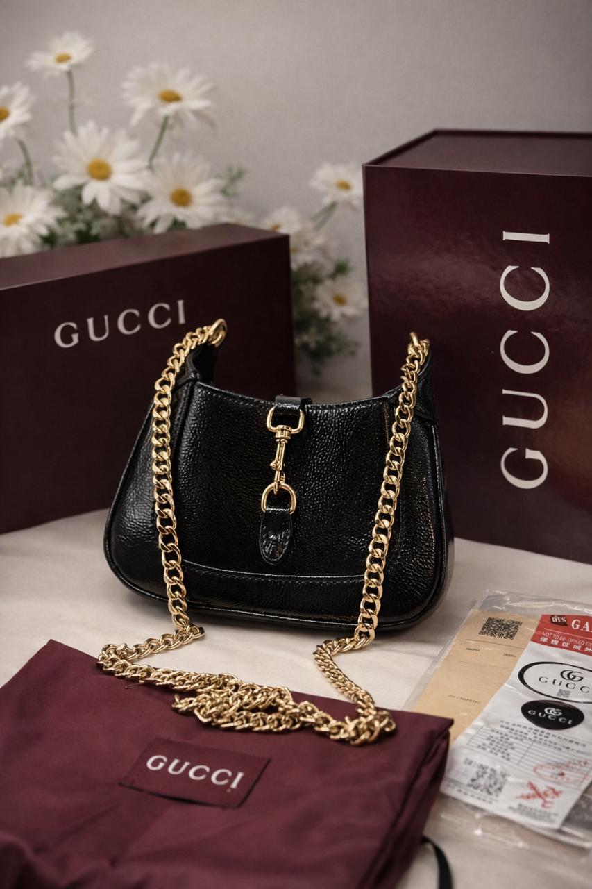 G-U-C-C-I Jackie Notte Mini Women Bag | With Double Brand Box & Dust Bag (Black)