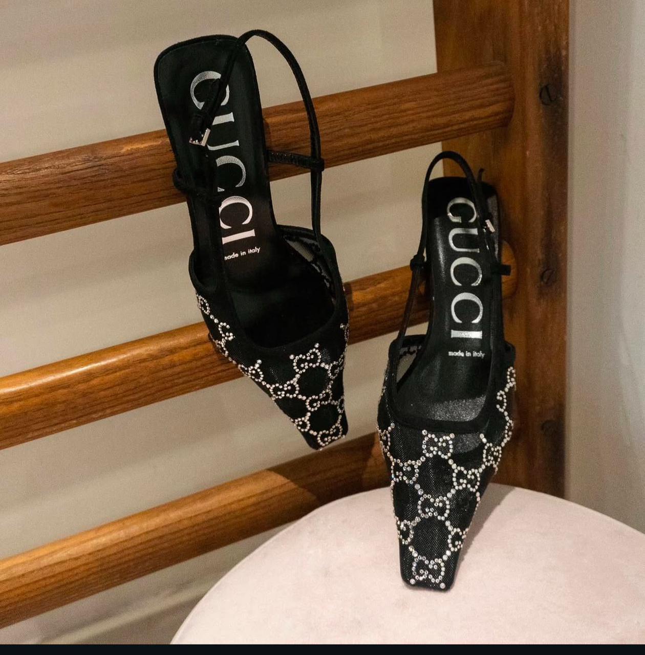 GUCCI WOMEN’S SLINGBACK PUMPS – Women Heels (Black)